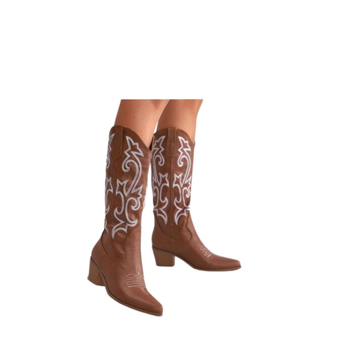 Brown and White Cowboy Boots