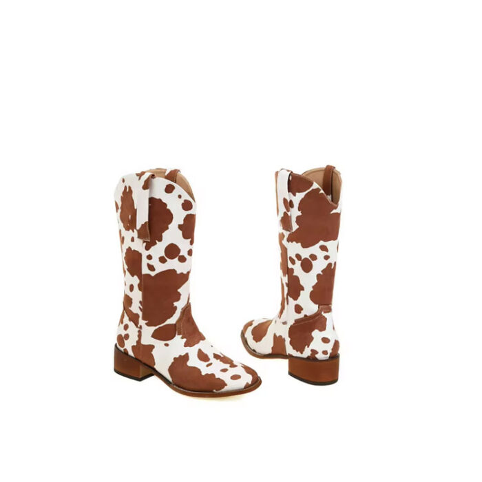 brown and white cowgirl boots