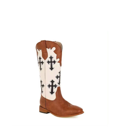 Brown and White Cowgirl Boots