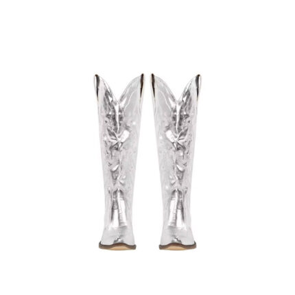 Silver Knee High Cowboy Boots